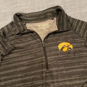 Columbia Golf Iowa Hawkeyes Quarter Zip Pullover Black Space Dye Large 19S02ML